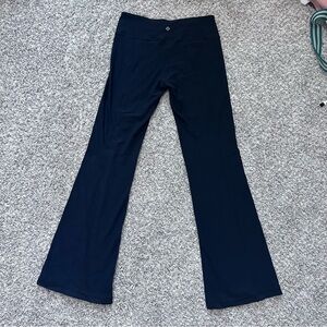 Vintage Y2K style Lululemon flare black leggings with colorful funky waistband